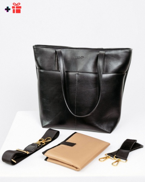 Czarna Torba do Wózka EMILIA - Elegancka i Stylowa Torba dla Mam